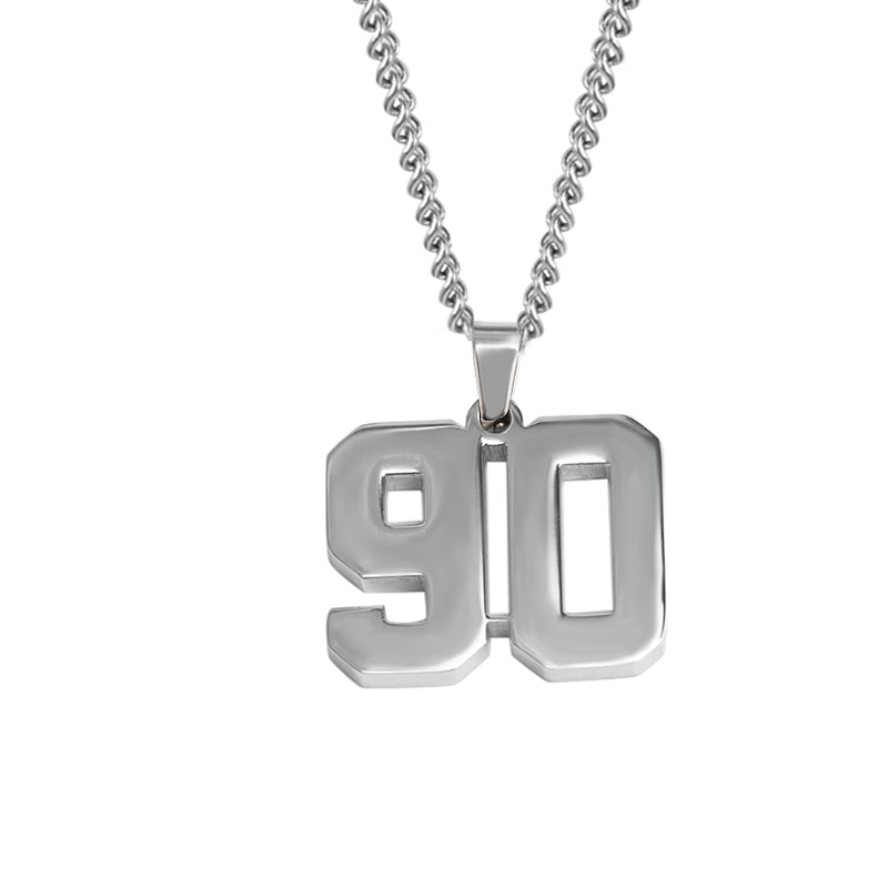 Stainless Jersey Number Pendant with Chain Necklace