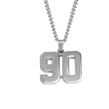 Stainless Jersey Number Pendant with Chain Necklace