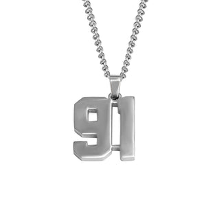 Stainless Jersey Number Pendant with Chain Necklace