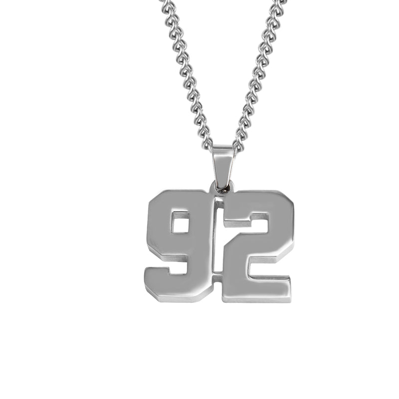 Stainless Jersey Number Pendant with Chain Necklace