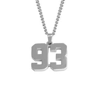 Stainless Jersey Number Pendant with Chain Necklace