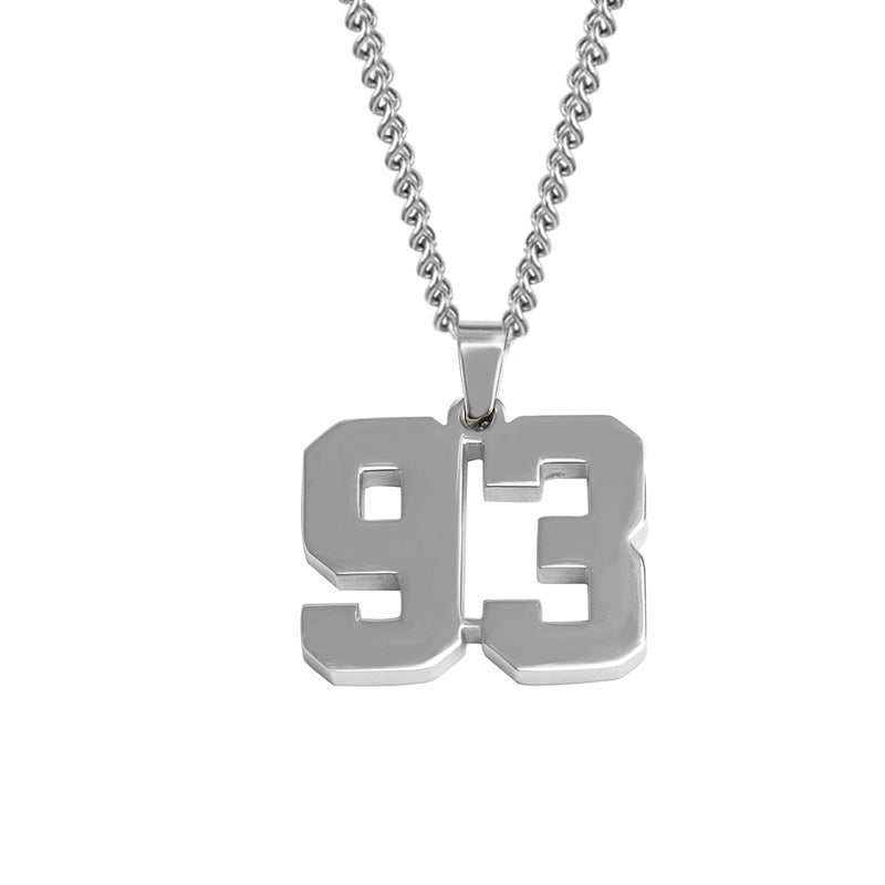Stainless Jersey Number Pendant with Chain Necklace