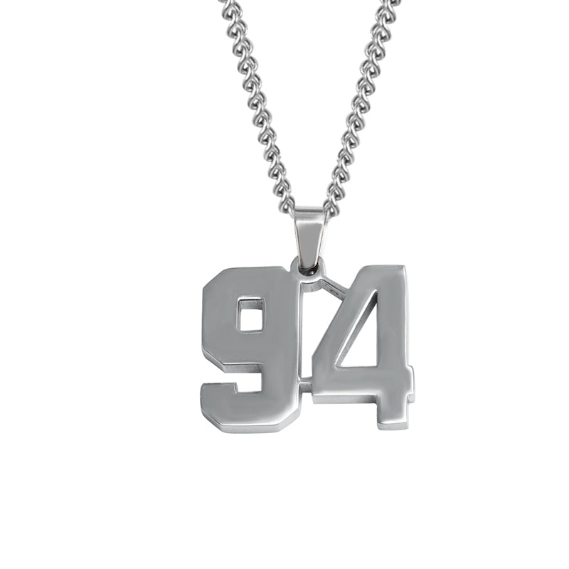 Stainless Jersey Number Pendant with Chain Necklace