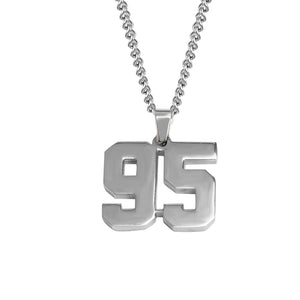 Stainless Jersey Number Pendant with Chain Necklace