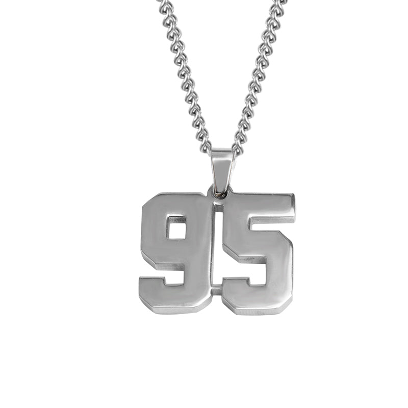 Stainless Jersey Number Pendant with Chain Necklace