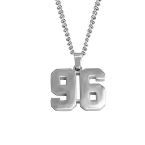Stainless Jersey Number Pendant with Chain Necklace