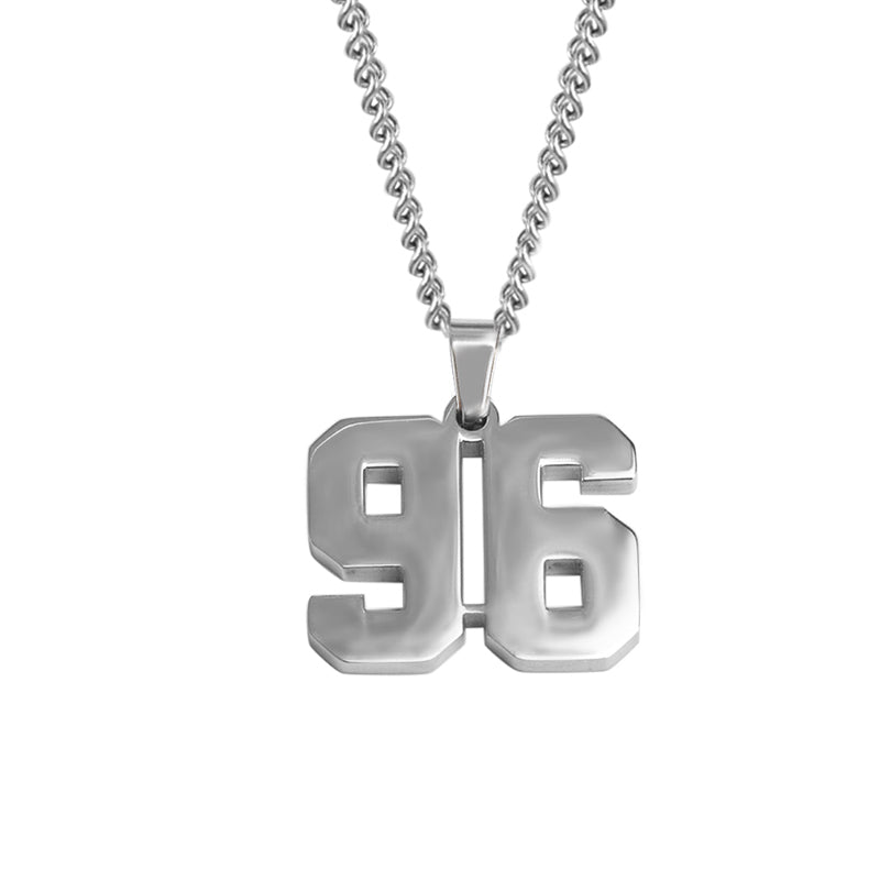 Stainless Jersey Number Pendant with Chain Necklace
