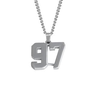Stainless Jersey Number Pendant with Chain Necklace