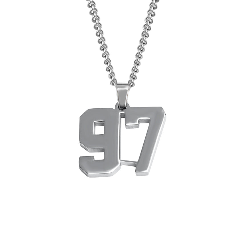 Stainless Jersey Number Pendant with Chain Necklace