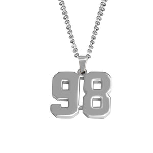 Stainless Jersey Number Pendant with Chain Necklace