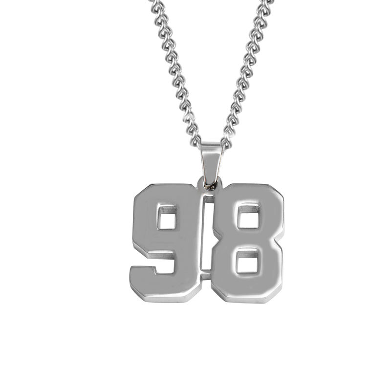 Stainless Jersey Number Pendant with Chain Necklace