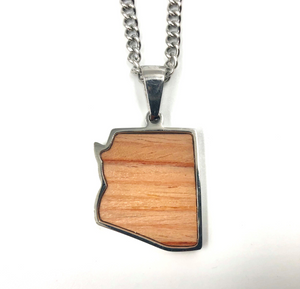 Stainless State of Mind Bat Wood Inlay Pendants and Necklace (AZ, TX, FL, CA, GA, IL, LA, MN, NJ, NY, OH WA)