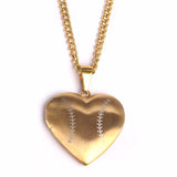 Golden Stainless Baseball Heart Locket and Chain