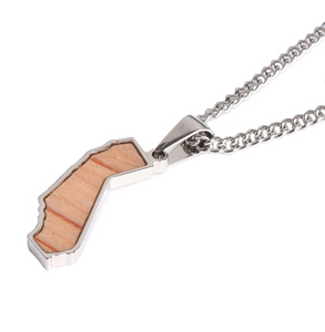 Stainless State of Mind Bat Wood Inlay Pendants and Necklace (AZ, TX, FL, CA, GA, IL, LA, MN, NJ, NY, OH WA)