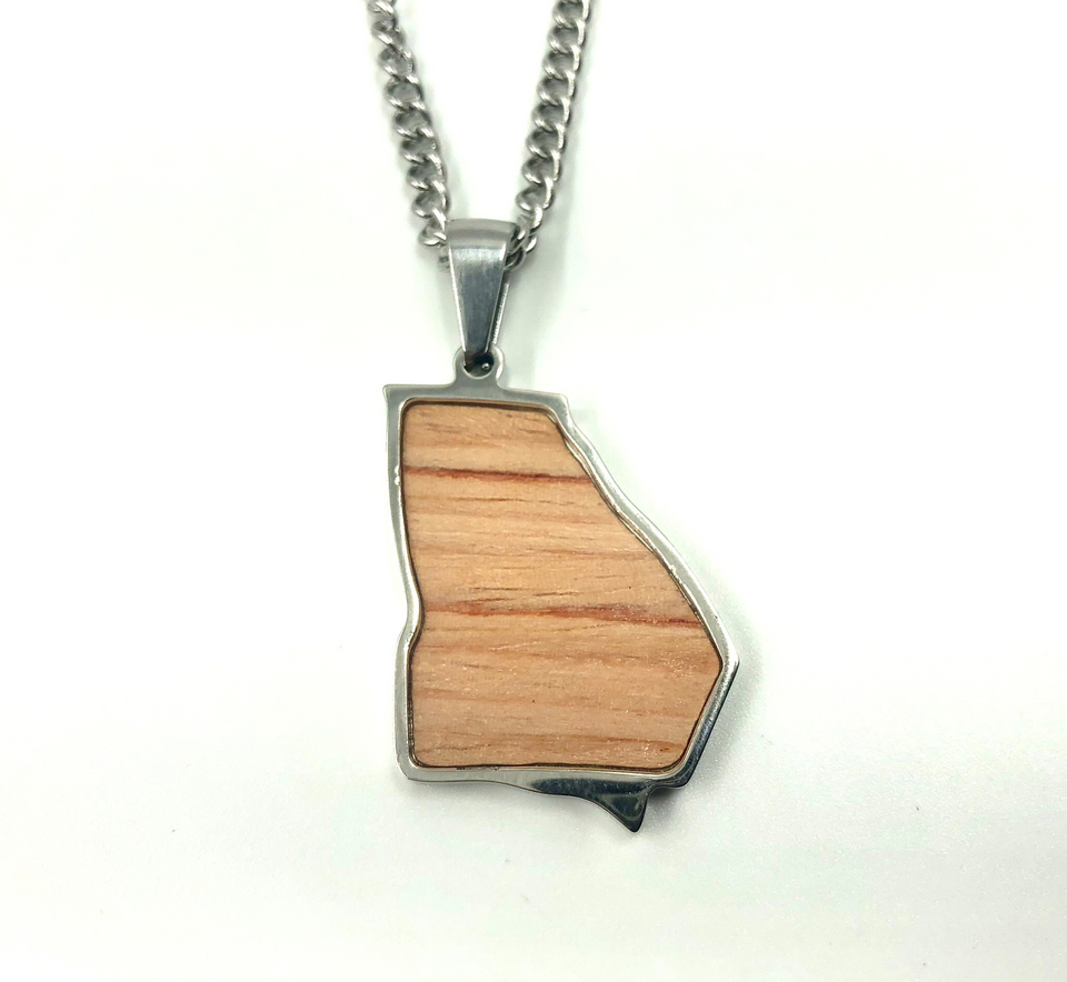 Stainless State of Mind Bat Wood Inlay Pendants and Necklace (AZ, TX, FL, CA, GA, IL, LA, MN, NJ, NY, OH WA)