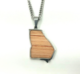 Stainless State of Mind Bat Wood Inlay Pendants and Necklace (AZ, TX, FL, CA, GA, IL, LA, MN, NJ, NY, OH WA)