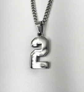 Stainless Jersey Number Pendant with Chain Necklace