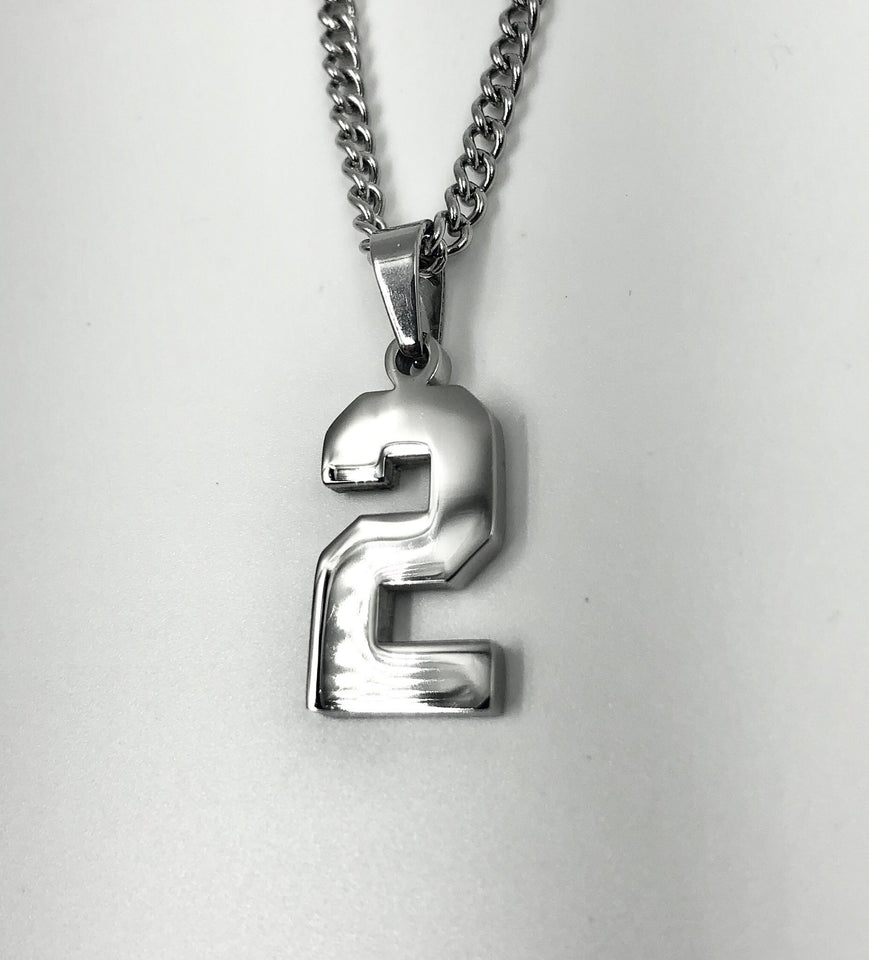 Stainless Jersey Number Pendant with Chain Necklace