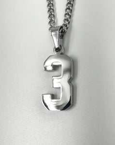 Stainless Jersey Number Pendant with Chain Necklace