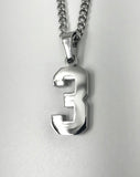 Stainless Jersey Number Pendant with Chain Necklace