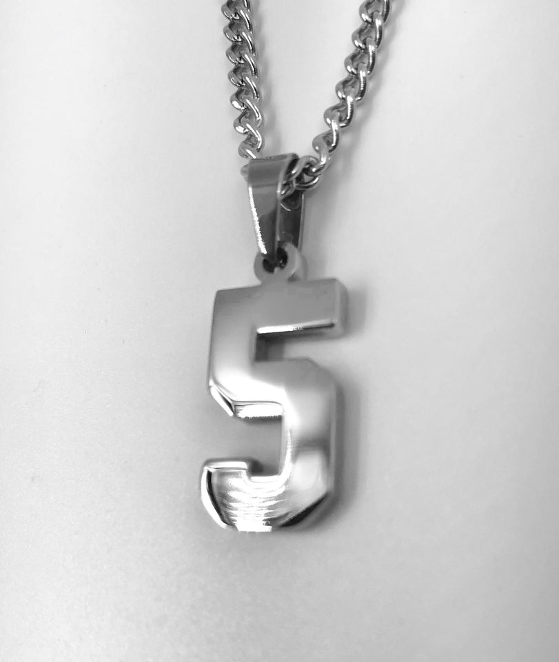 Stainless Jersey Number Pendant with Chain Necklace