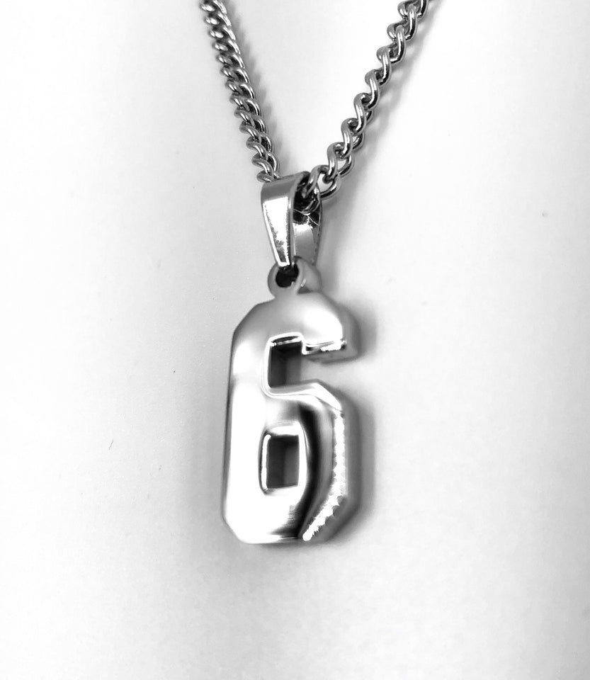 Stainless Jersey Number Pendant with Chain Necklace
