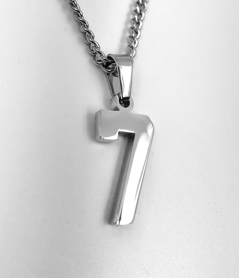 Stainless Jersey Number Pendant with Chain Necklace