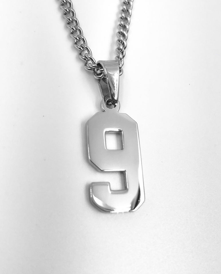 Stainless Jersey Number Pendant with Chain Necklace