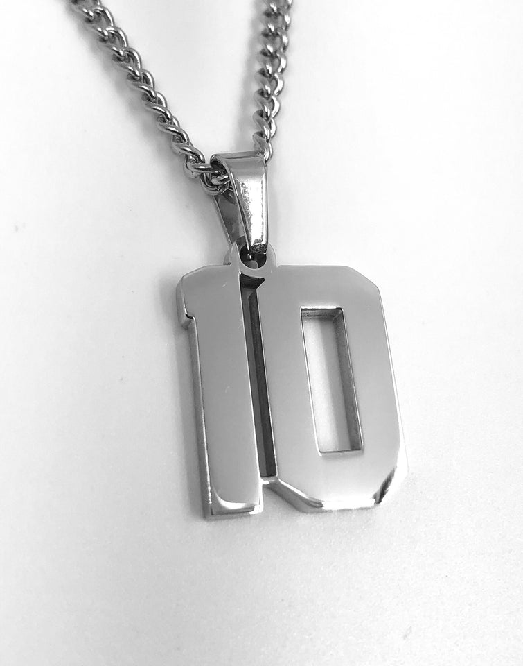 Stainless Jersey Number Pendant with Chain Necklace