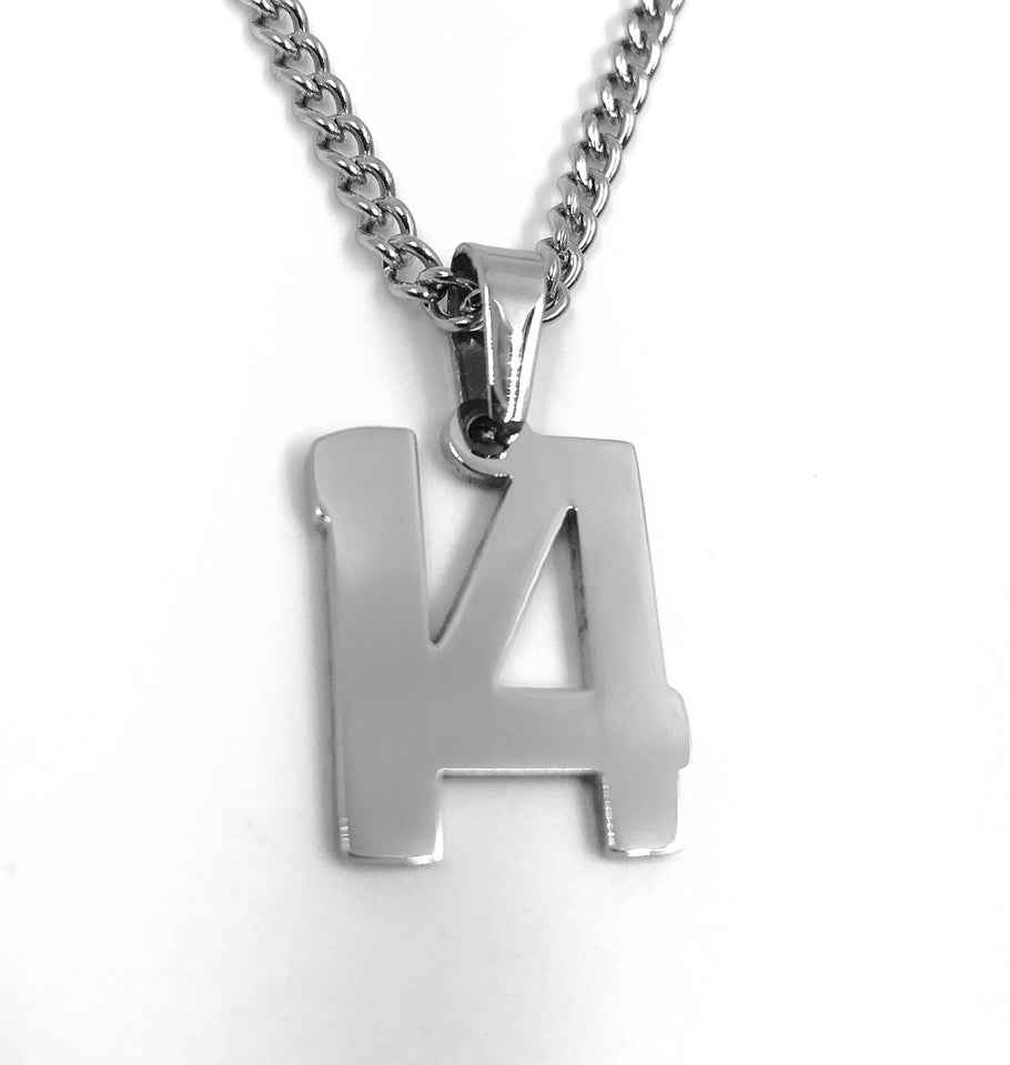 Stainless Jersey Number Pendant with Chain Necklace