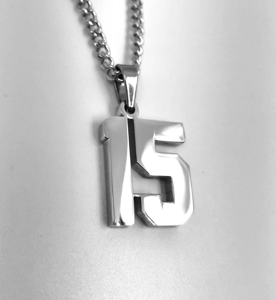 Stainless Jersey Number Pendant with Chain Necklace