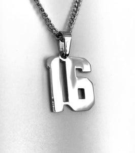 Stainless Jersey Number Pendant with Chain Necklace