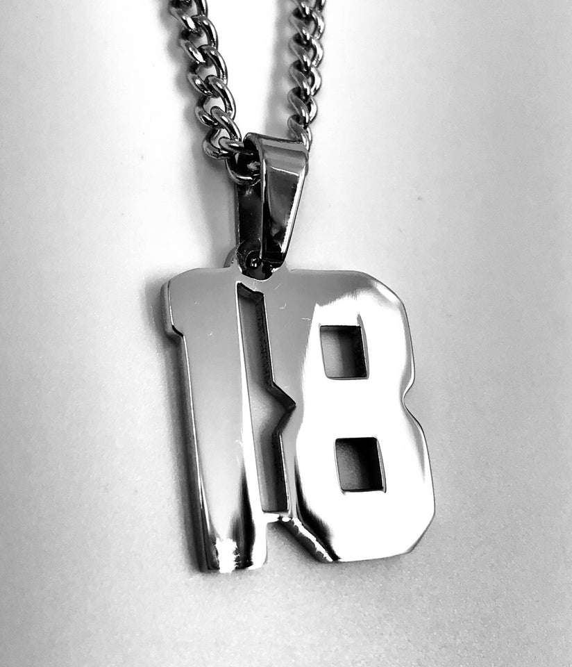 Stainless Jersey Number Pendant with Chain Necklace