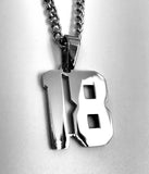 Stainless Jersey Number Pendant with Chain Necklace
