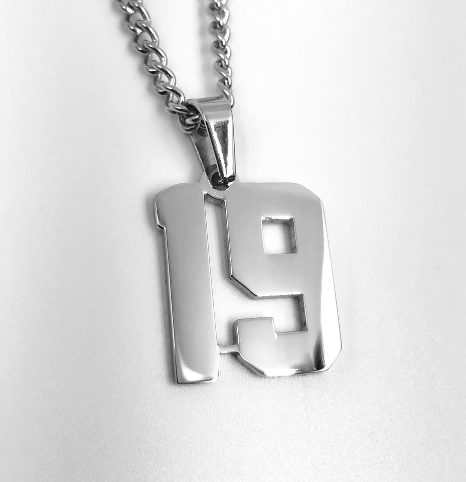 Stainless Jersey Number Pendant with Chain Necklace