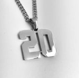 Stainless Jersey Number Pendant with Chain Necklace