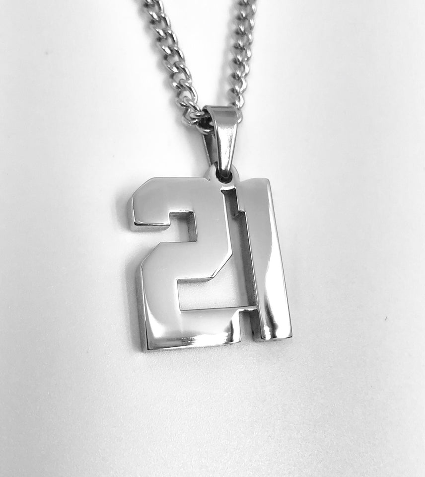 Stainless Jersey Number Pendant with Chain Necklace