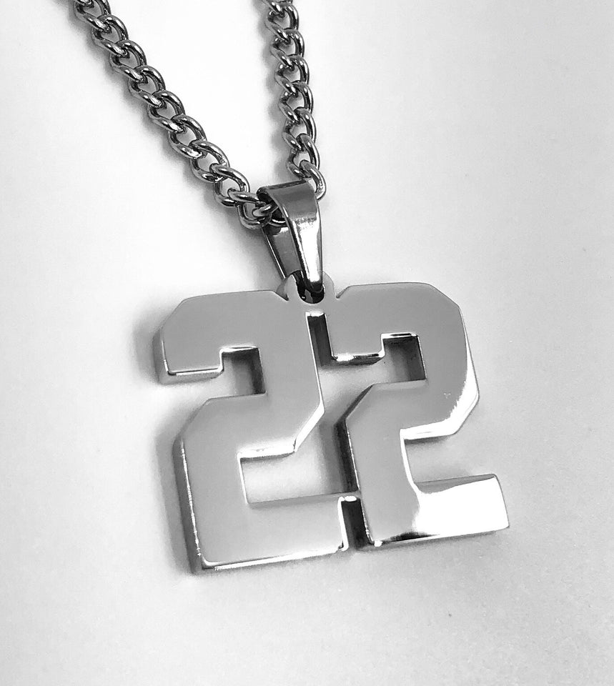 Stainless Jersey Number Pendant with Chain Necklace