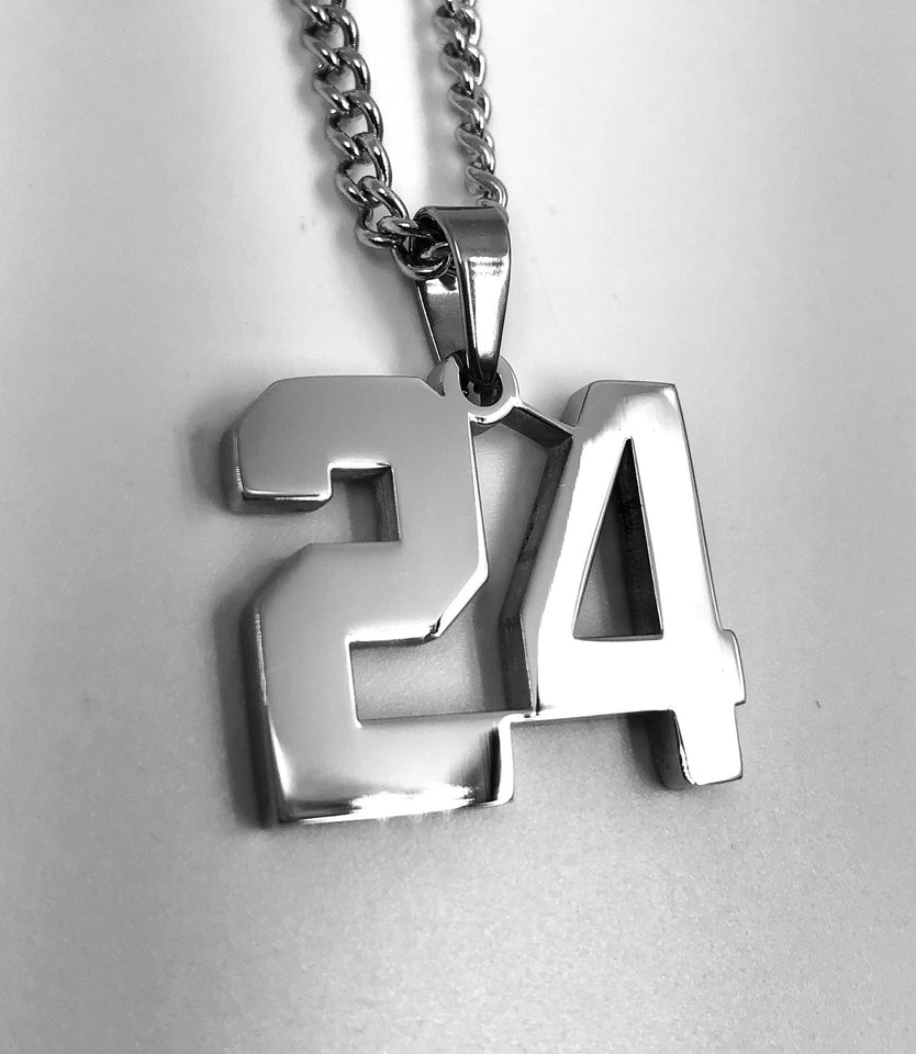Stainless Jersey Number Pendant with Chain Necklace