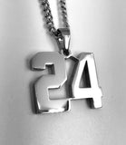 Stainless Jersey Number Pendant with Chain Necklace
