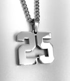 Stainless Jersey Number Pendant with Chain Necklace
