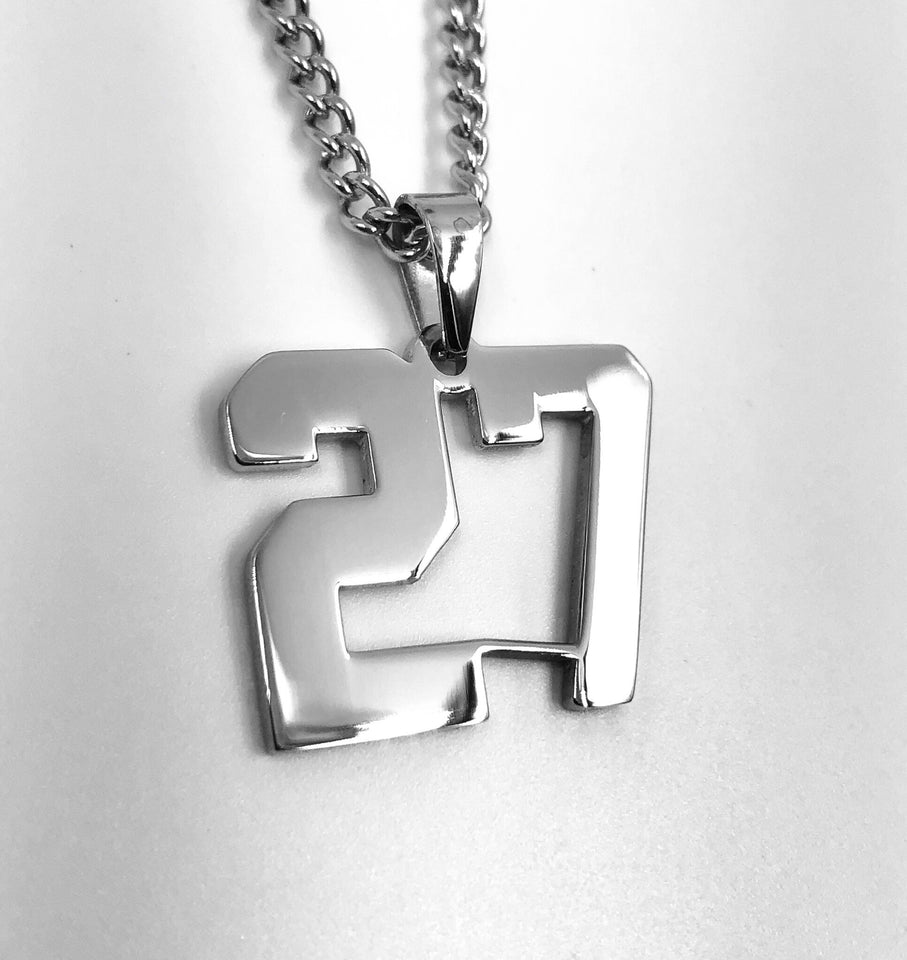 Stainless Jersey Number Pendant with Chain Necklace