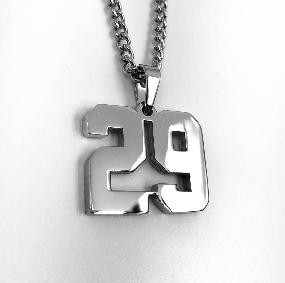 Stainless Jersey Number Pendant with Chain Necklace