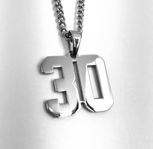 Stainless Jersey Number Pendant with Chain Necklace