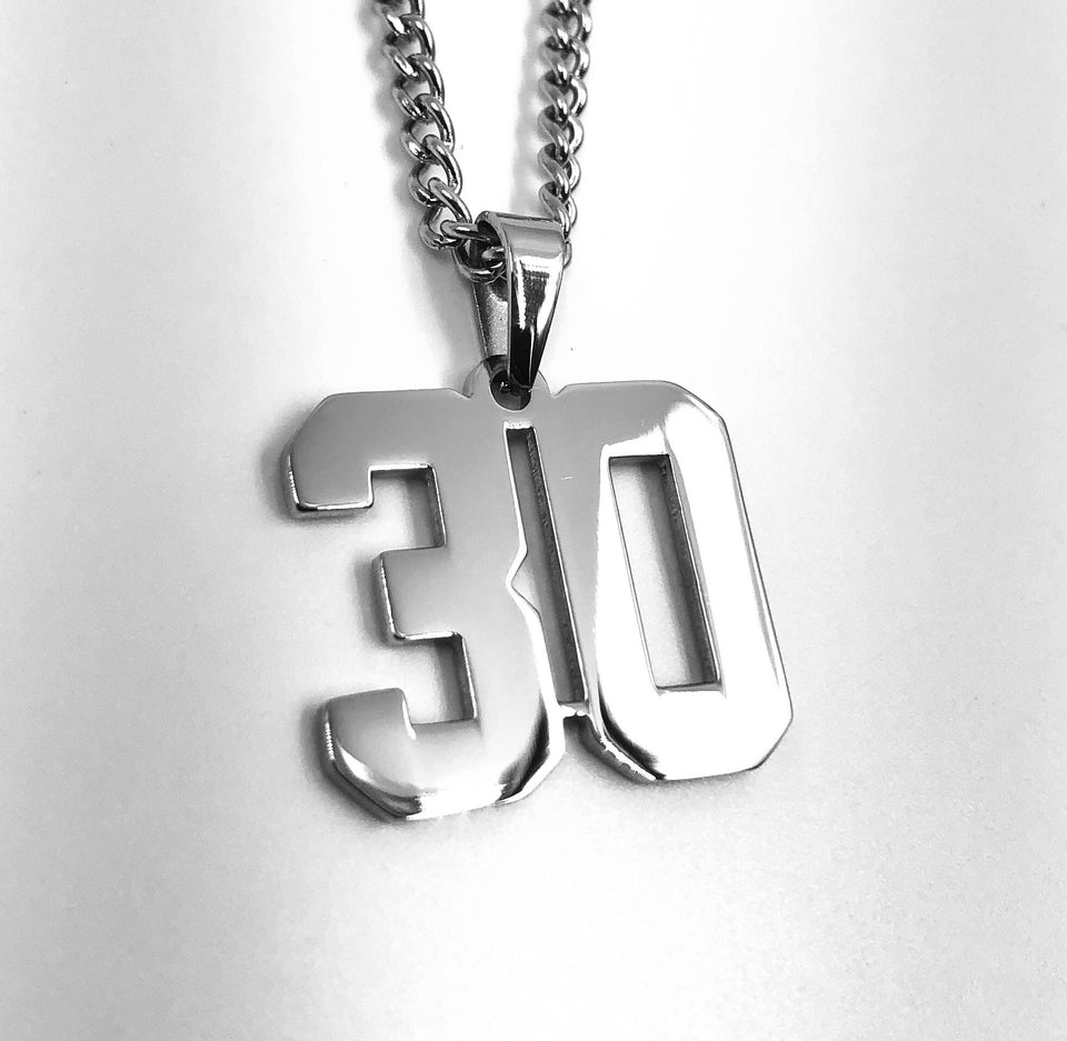 Stainless Jersey Number Pendant with Chain Necklace