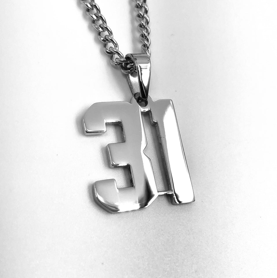 Stainless Jersey Number Pendant with Chain Necklace