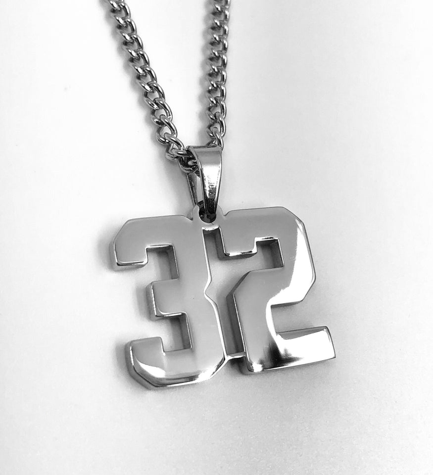 Stainless Jersey Number Pendant with Chain Necklace