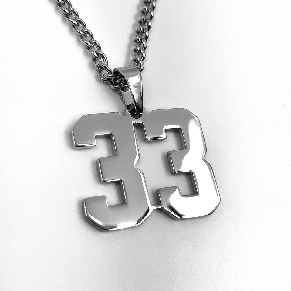 Stainless Jersey Number Pendant with Chain Necklace