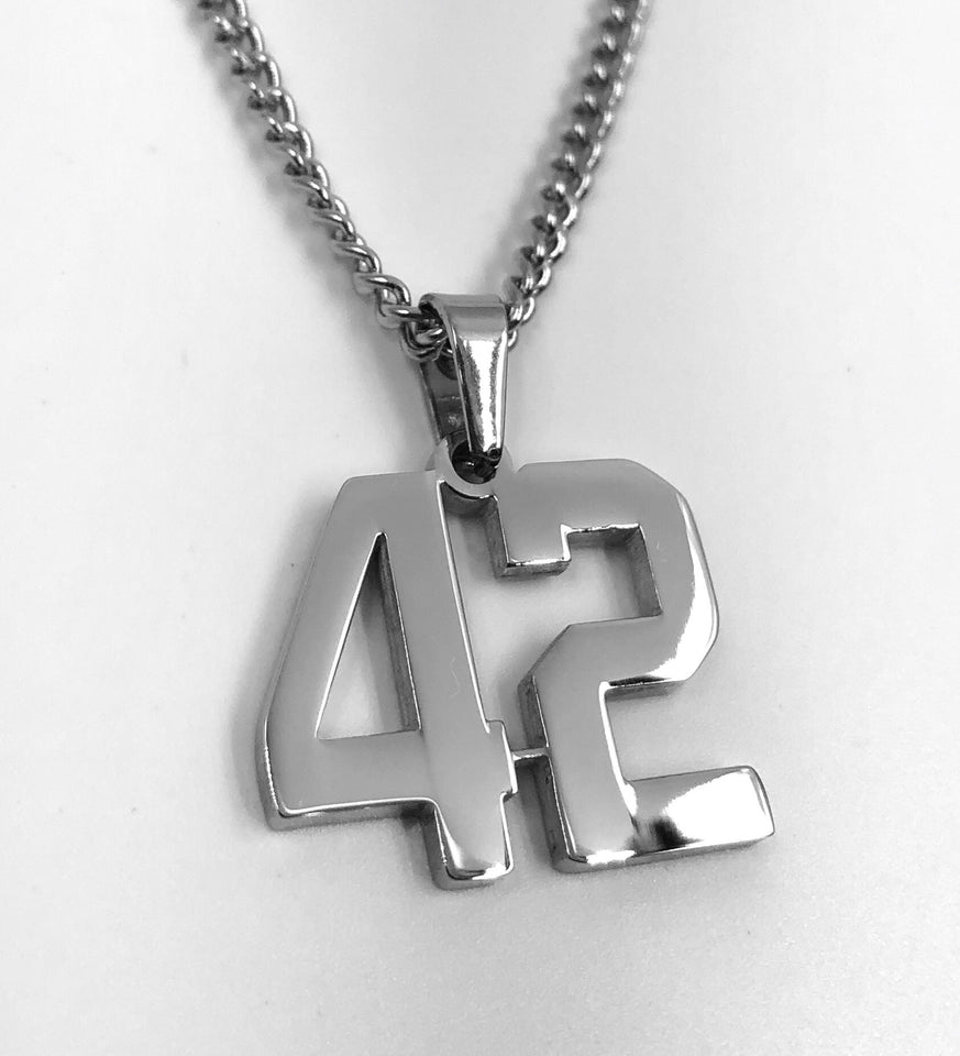 Stainless Jersey Number Pendant with Chain Necklace