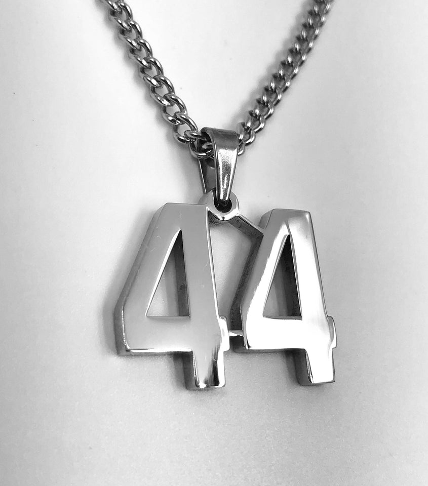 Stainless Jersey Number Pendant with Chain Necklace